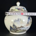Famille Rose Porcelain Landscape Ginger Jar with Lid (1)