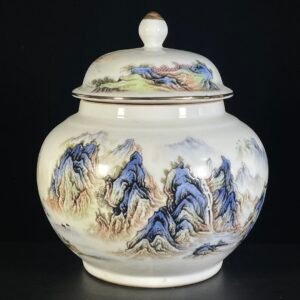 Famille Rose Porcelain Landscape Ginger Jar with Lid (2)