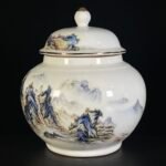 Famille Rose Porcelain Landscape Ginger Jar with Lid (3)