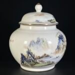 Famille Rose Porcelain Landscape Ginger Jar with Lid (5)
