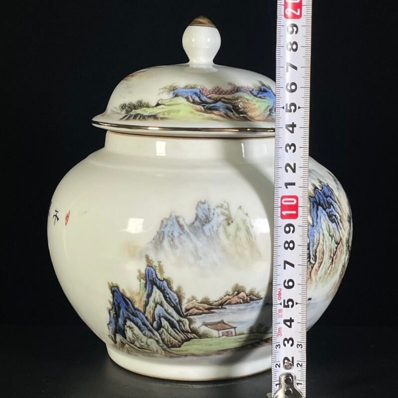 Famille Rose Porcelain Landscape Ginger Jar with Lid (8)