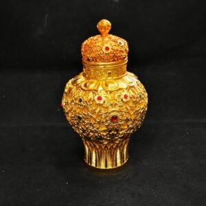 Gold Embossed Ginger Jar with Jewels | Ornate Lidded Urn | Luxury Home Decor