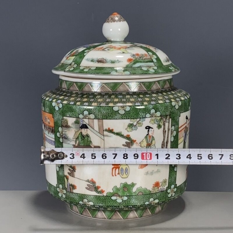 Green and White Figural Ginger Jar (1)
