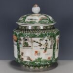 Green and White Figural Ginger Jar (2)
