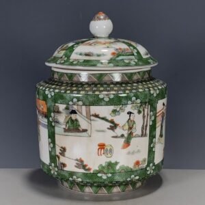 Green and White Figural Ginger Jar (2)