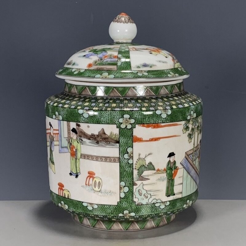 Green and White Figural Ginger Jar (3)