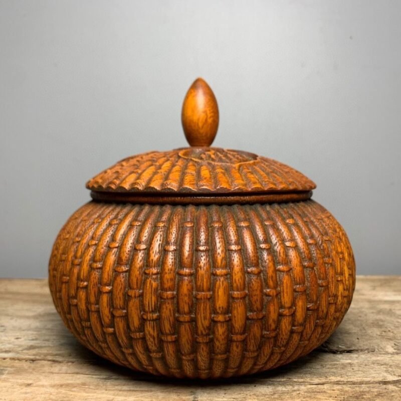 Hand-Carved Rosewood Ginger Jar (1)