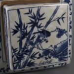 Hand Painted Blue & White Square Ginger Jar with Landscape & Floral Panels (4)