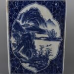 Hand Painted Blue & White Square Ginger Jar with Landscape & Floral Panels (6)
