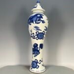 Hand Painted Blue and White Porcelain Tall Ginger Jar with Lid (1)