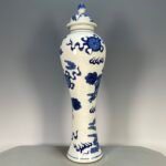 Hand Painted Blue and White Porcelain Tall Ginger Jar with Lid (2)