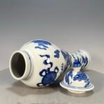 Hand Painted Blue and White Porcelain Tall Ginger Jar with Lid (5)