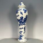 Hand Painted Blue and White Porcelain Tall Ginger Jar with Lid (7)