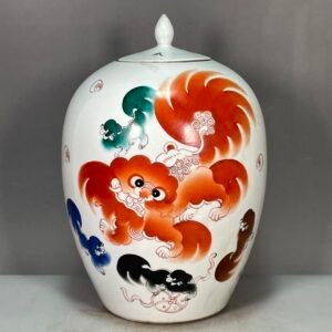Hand Painted Foo Dog Chinoiserie Ginger Jar (9)