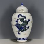 Hand Painted Green Dragon Ginger Jar with Lid (1)
