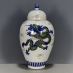 Hand Painted Green Dragon Ginger Jar with Lid (2)