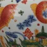 Koi Fish & Lotus Porcelain Ginger Jar with Lid, Chinese Chinoiserie Colorful Fish Grass Decorative Storage Jar (10)