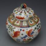 Koi Fish & Lotus Porcelain Ginger Jar with Lid, Chinese Chinoiserie Colorful Fish Grass Decorative Storage Jar (6)