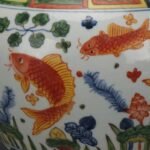 Koi Fish & Lotus Porcelain Ginger Jar with Lid, Chinese Chinoiserie Colorful Fish Grass Decorative Storage Jar (9)