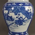 Large Blue & White Ginger Jar Chinese Figural Story Porcelain Temple Jar (4)