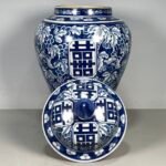 Large Blue and White Ginger Jar with Double Happiness Motif (3)