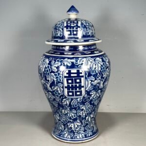 Large Blue and White Ginger Jar with Double Happiness Motif (5)