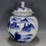 Large Blue and White Porcelain Ginger Jar with Lid (4)