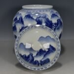 Large Blue and White Porcelain Ginger Jar with Lid (5)
