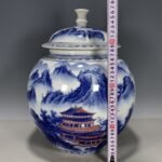 Large Blue and White Porcelain Ginger Jar with Lid (9)
