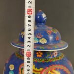 Large Chinese Blue Enamel Ginger Jar Antique Porcelain Vase with Phoenix & Dragon (3)