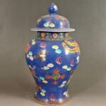 Large Chinese Blue Enamel Ginger Jar Antique Porcelain Vase with Phoenix & Dragon (5)