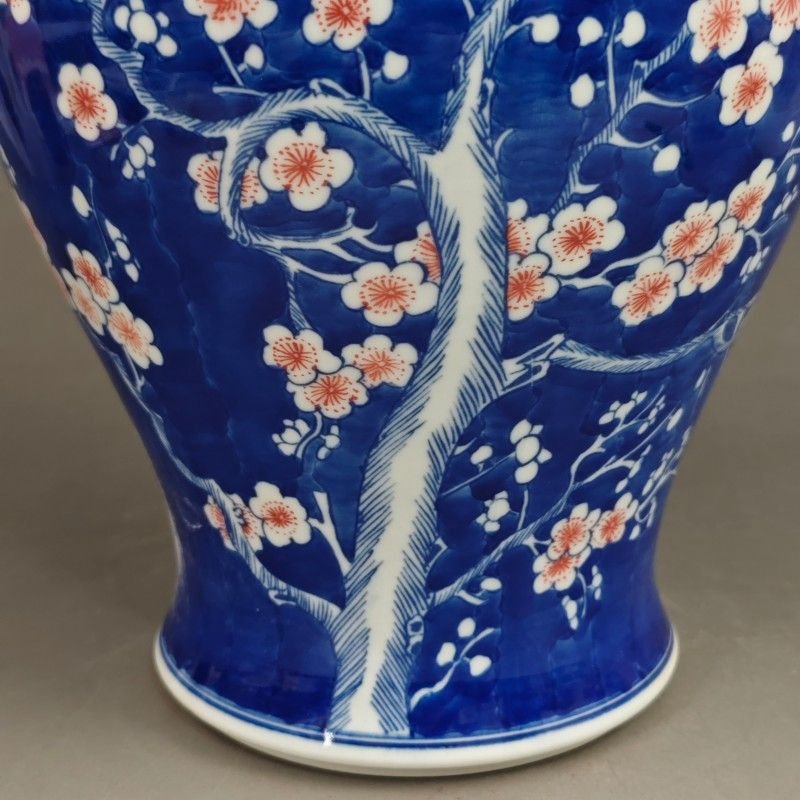 Large Cobalt Blue Ginger Jar with White Prunus & Pink Blossoms (5)