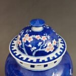 Large Cobalt Blue Ginger Jar with White Prunus & Pink Blossoms (6)