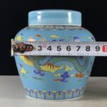 Light Blue Enamel Dragon Chinoiserie Ginger Jar (9)
