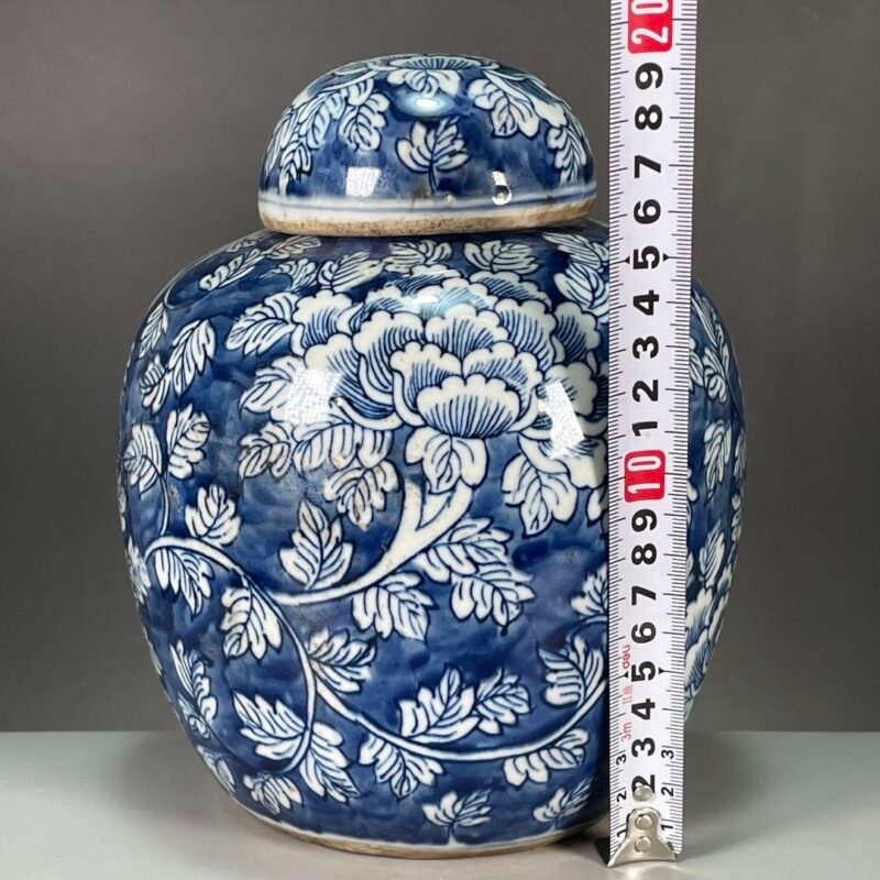 Navy Blue and White Porcelain Ginger Jar with Lid (9)
