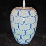 Pair of Vintage Blue and White Shou Longevity Ginger Jars with Lid (7)