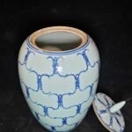 Pair of Vintage Blue and White Shou Longevity Ginger Jars with Lid (8)