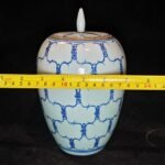 Pair of Vintage Blue and White Shou Longevity Ginger Jars with Lid (9)