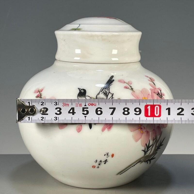 Pink and White Chinoiserie Ginger Jar with Lid (9)