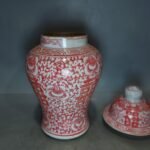 Red & White Double Happiness Porcelain Ginger Jars with Lids Set of 2 (Pair) (7)
