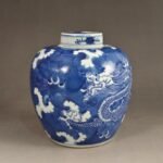 Small Blue and White Porcelain Jar with Lid – Reverse Dragon & Cloud Motif (4)