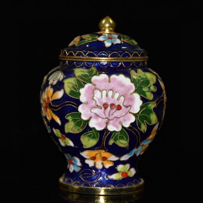 Small Chinese Cloisonné Enamel Ginger Jar (2)