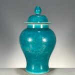 Turquoise Dragon Ginger Jar Chinoiserie Porcelain Temple Jar with Lid (1)