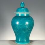 Turquoise Dragon Ginger Jar Chinoiserie Porcelain Temple Jar with Lid (3)