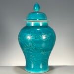 Turquoise Dragon Ginger Jar Chinoiserie Porcelain Temple Jar with Lid (4)
