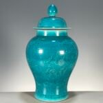 Turquoise Dragon Ginger Jar Chinoiserie Porcelain Temple Jar with Lid (5)