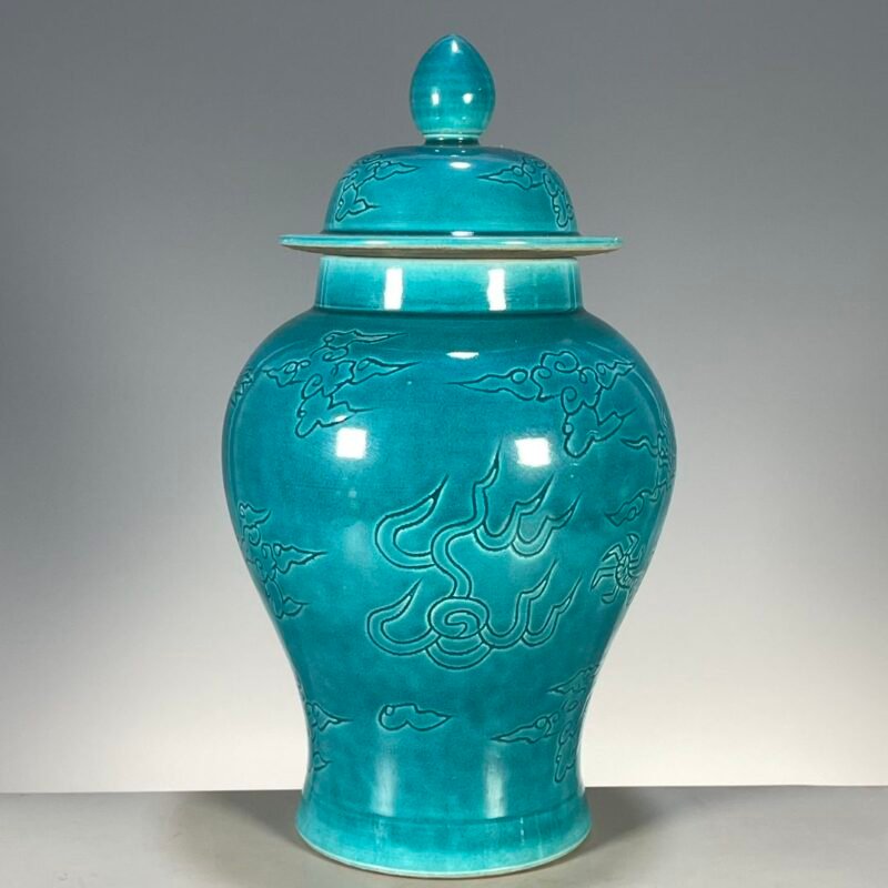 Turquoise Dragon Ginger Jar Chinoiserie Porcelain Temple Jar with Lid (5) Turquoise Dragon Ginger Jar Chinoiserie Porcelain Temple Jar with Lid (5)