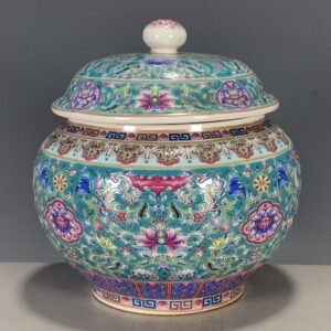 Turquoise Famille Rose Porcelain Ginger Jar with Lid (3)