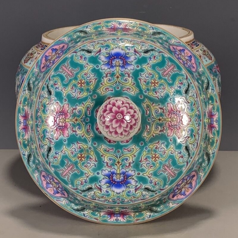 Turquoise Famille Rose Porcelain Ginger Jar with Lid (4)