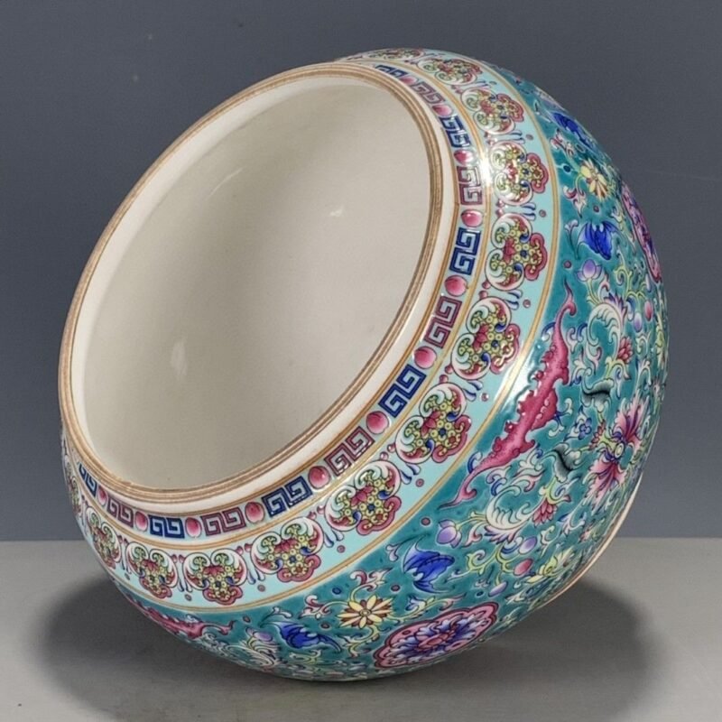 Turquoise Famille Rose Porcelain Ginger Jar with Lid (5)